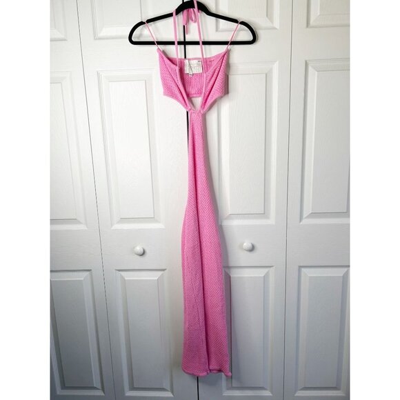 Victor Glemaud Pink Knit Cutout Halter Neck Midi Dress Women's Size X-Small XS - Picture 3 of 10